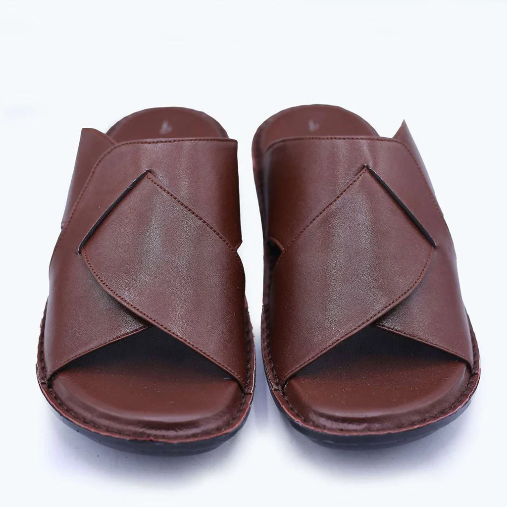 Men's Leather Slippers in Deep Mocha Brown