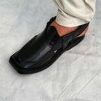 Kaptaan Black Leather Chappal