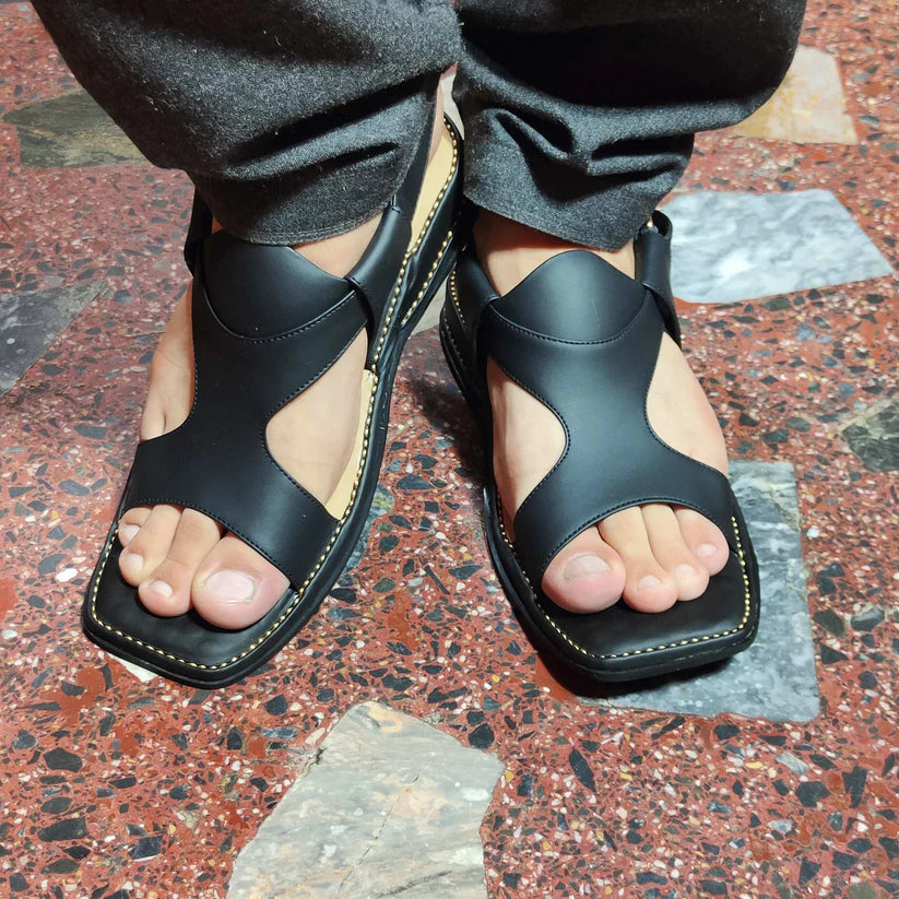 Black Premium Handmade Panjedar Chappal