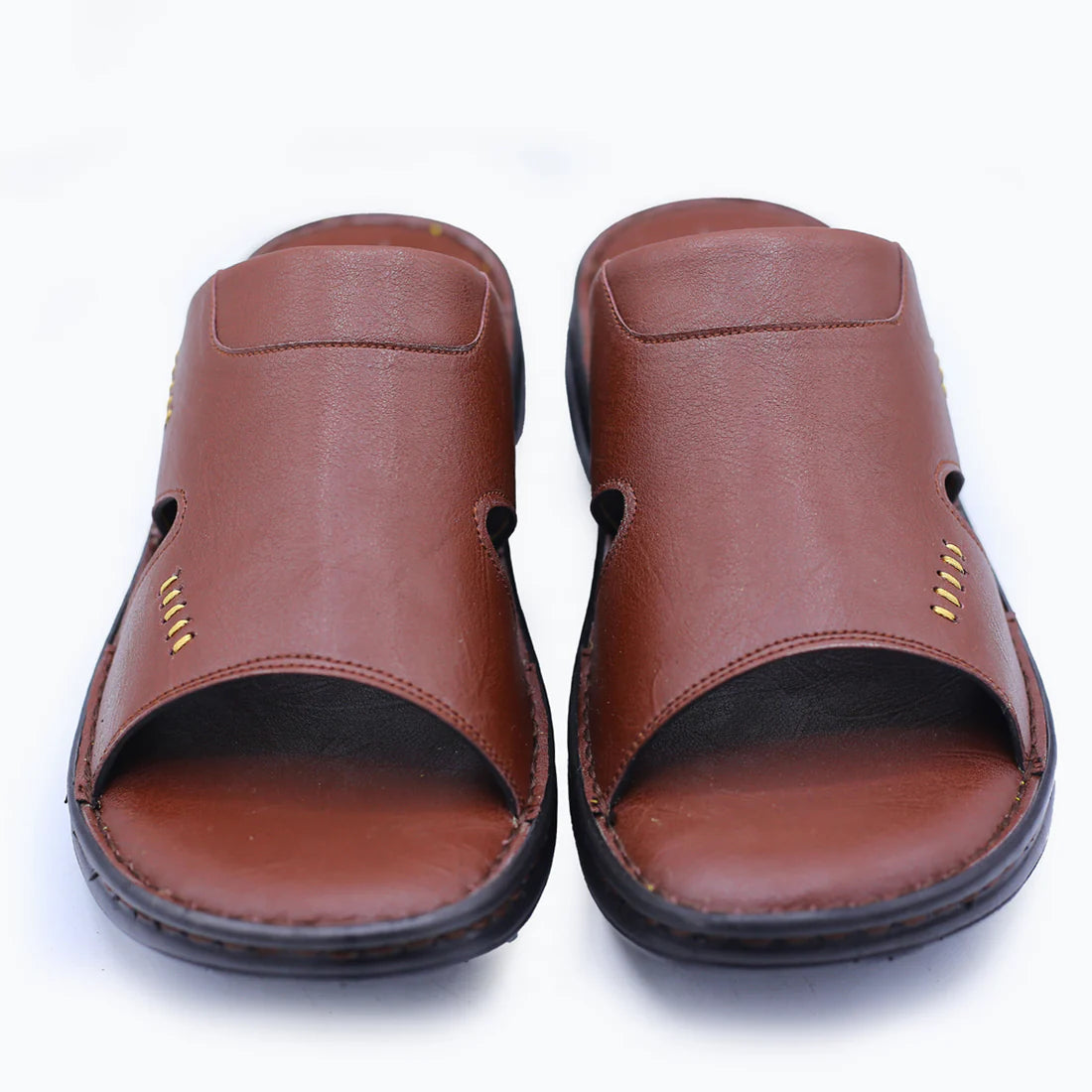 Men's Leather Slippers in Warm Chestnut Brown