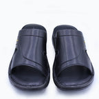 Men's Black Leather Slippers