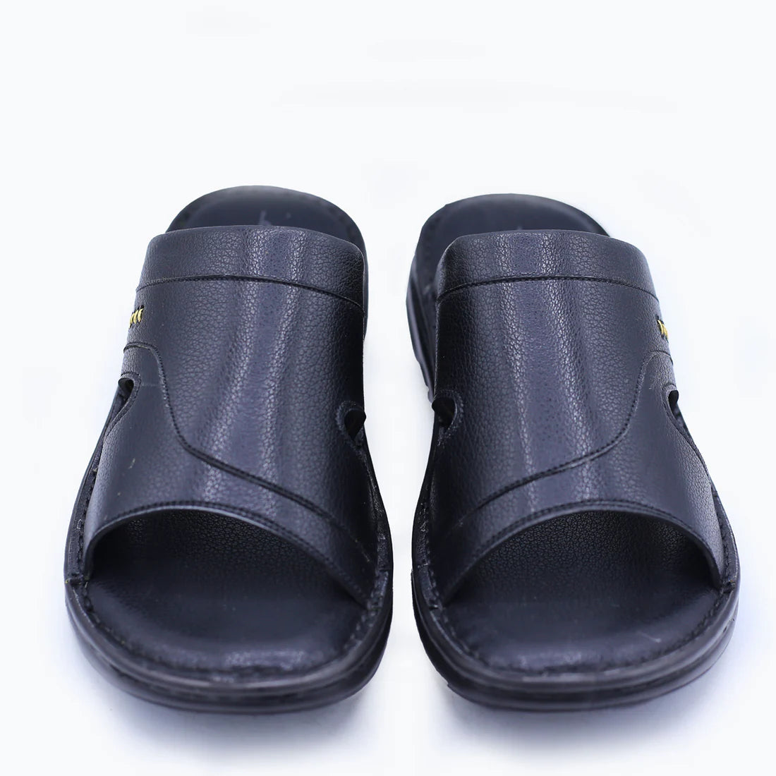 Men's Black Leather Slippers