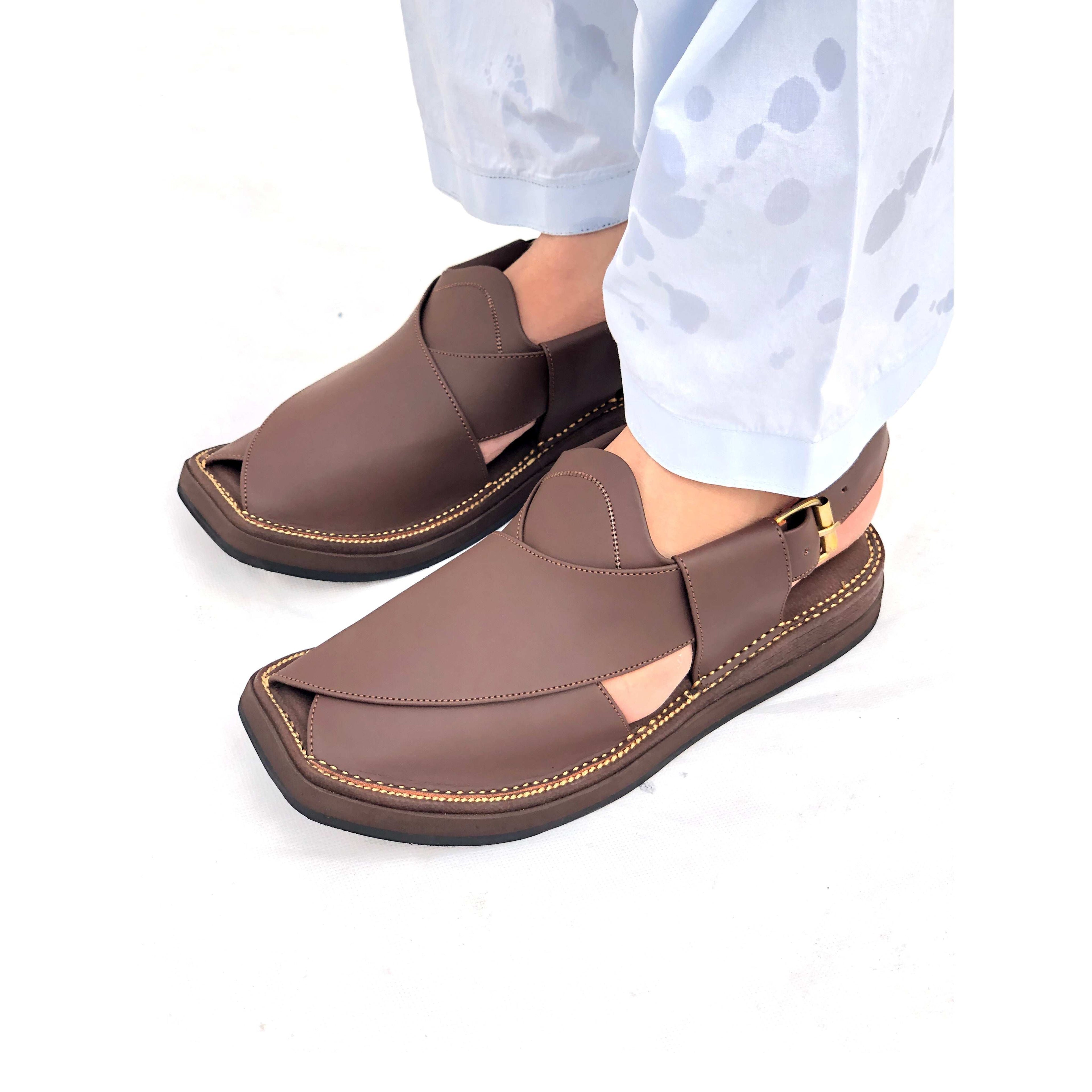 Pure Leather Kaptaan Chappal – Handmade Brown
