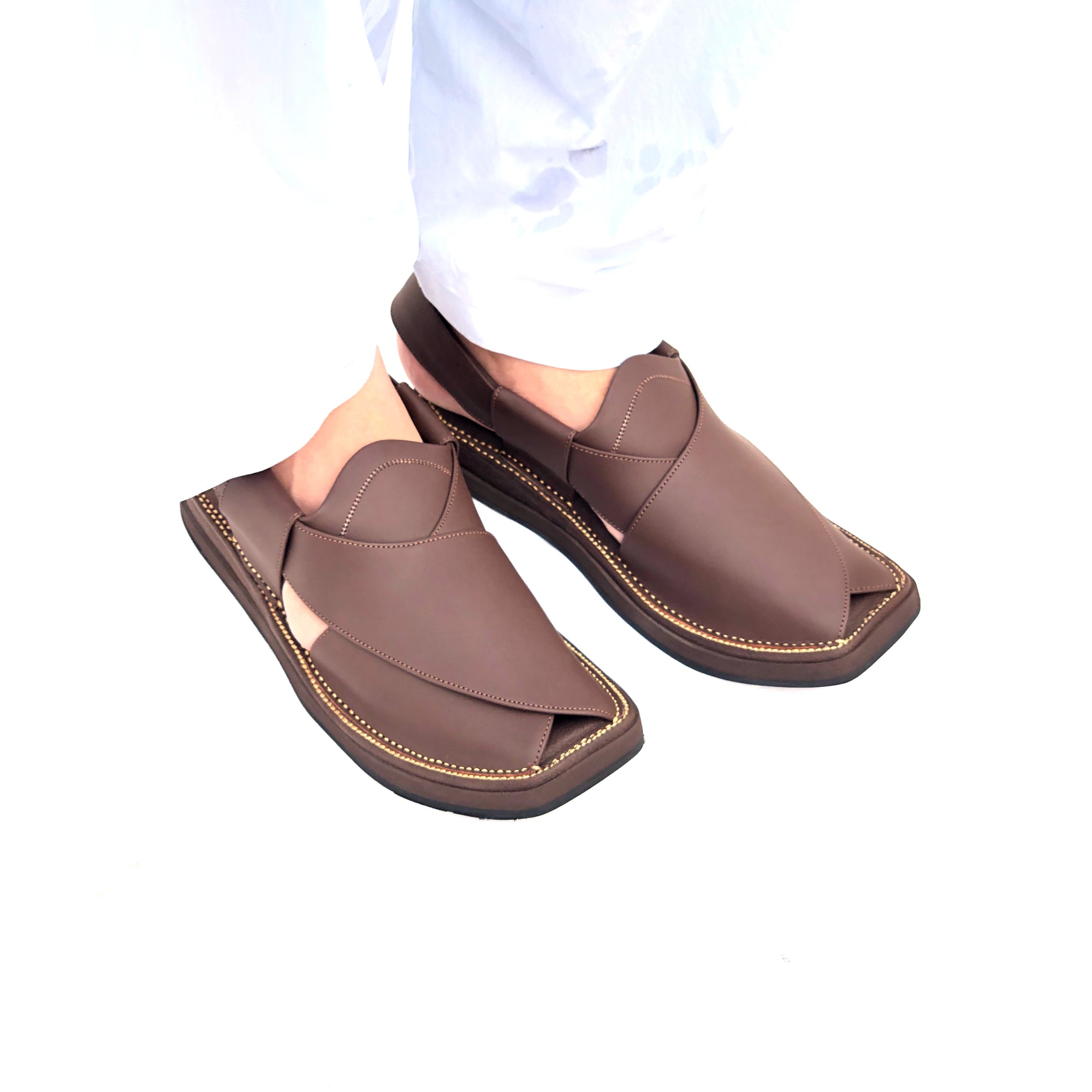 Pure Leather Kaptaan Chappal – Handmade Brown