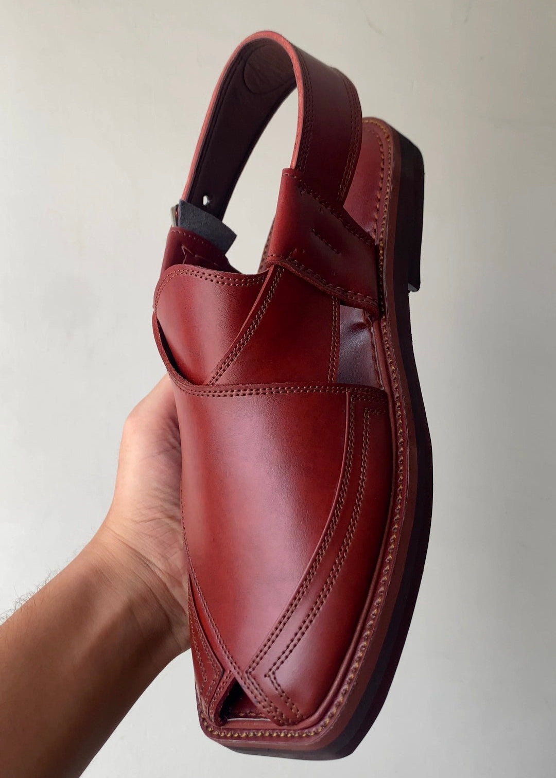 Premium Leather Charsadda Chappal | Black & Mustard Brown