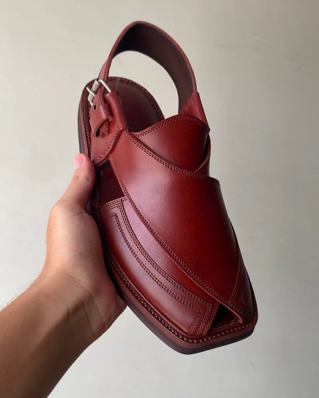 Premium Leather Charsadda Chappal | Black & Mustard Brown