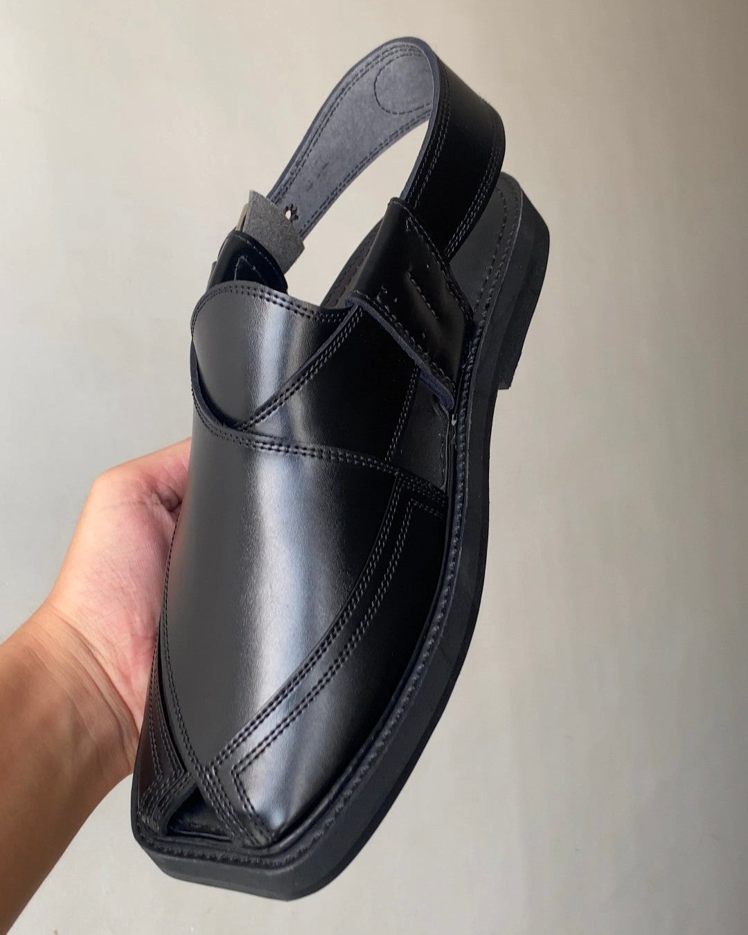 Premium Leather Charsadda Chappal | Black & Mustard Brown