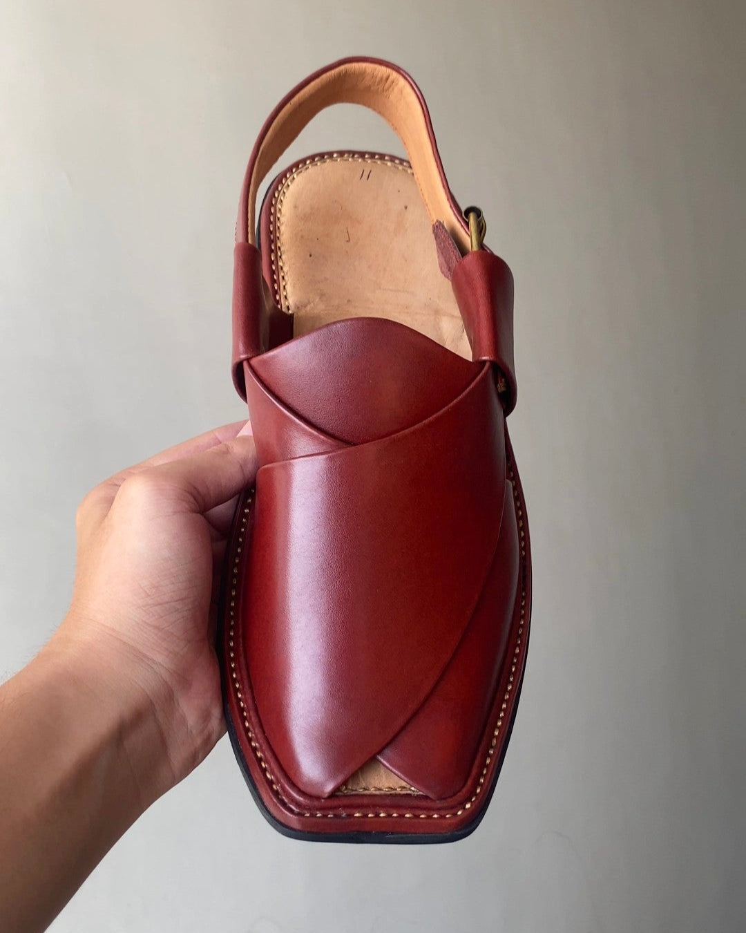 Smart Zalmi Pure Leather Chappal | Mustard Brown | Handmade