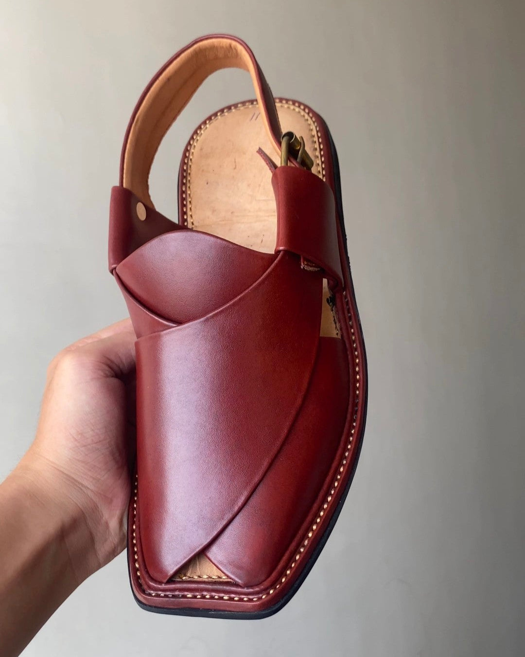 Smart Zalmi Pure Leather Chappal | Mustard Brown | Handmade