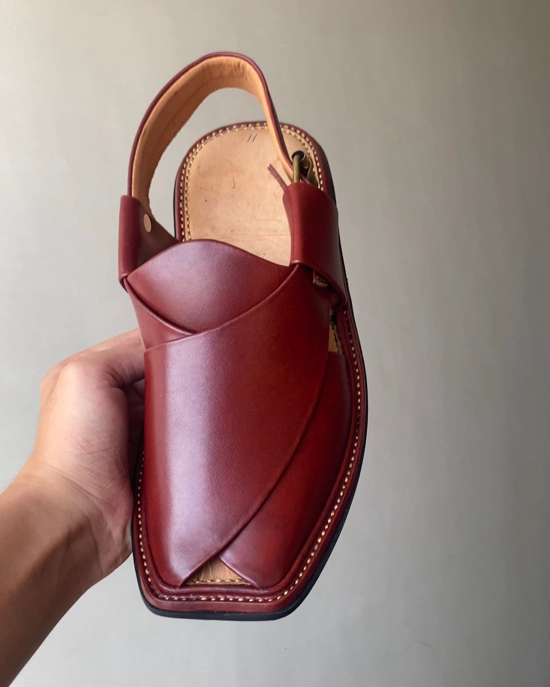 Smart Zalmi Pure Leather Chappal | Mustard Brown | Handmade
