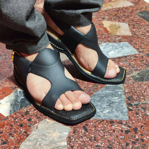 Black Premium Handmade Panjedar Chappal